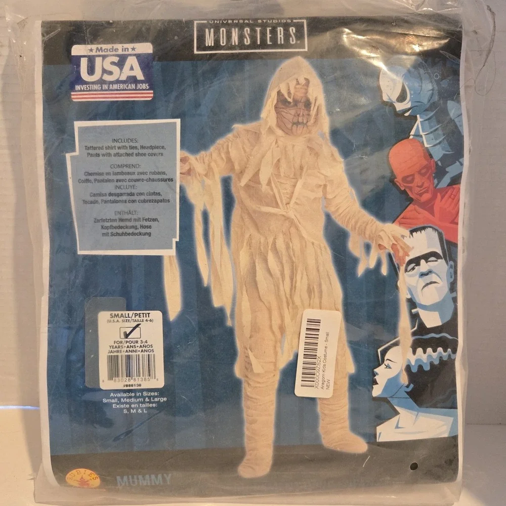 NEW RUBIES Universal Studios Monsters Mummy Halloween Costume‎ Child Size s 3-4 - Picture 2 of 5